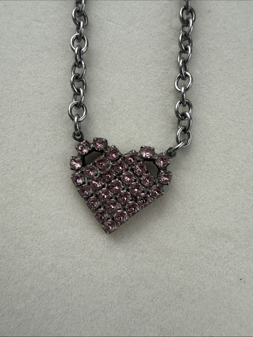Sabika Pink Crystal Heart Pendant Necklace